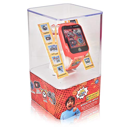 Accutime Kids Ryan's World Red Educational, Touchscreen Smart Watch Toy for Boys, Girls, Toddlers - Selfie Cam, Learning Games, Alarm, Calculator, Pedometer and More, 7Model: RYW4005AZ