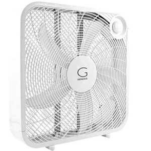 Genesis 20" Box Fan, 3 Settings, Max Cooling Technology, Carry Handle, White (G20BOX-WHT)