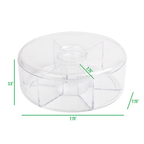 Mind Reader Acrylic Storage & Organizer 6 Compartment Tea Bag Holder with Lid, Round Pantry Organizer for Kitchen, Clear, Clear Round, Clear Round