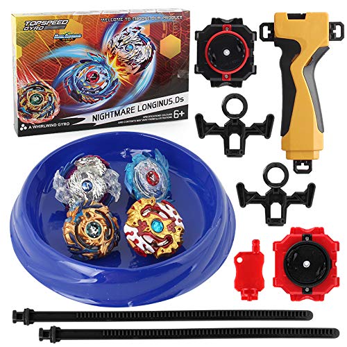 R1-58-6-Bey Battle Gyro Burst Battle Evolution Metal Fusion Attack Set with 4D Launcher Grip Set