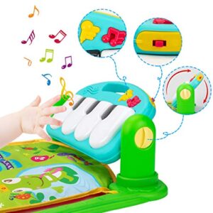 UNIH Baby Gym Play Mat and Play Piano Gym with Tummy Time Mat, Musical Light Activity Center for Infants Toddlers, Birthday Gift Play Mat for Newborn