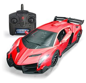 qun feng remote control rc car racing cars compatible with lamborghini veneno officially licensed 1:24 toy rc cars model vehicle for boys 6,7,8 years old,red