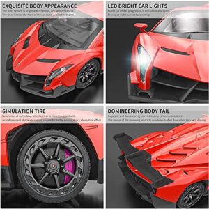 QUN FENG Remote Control RC CAR Racing Cars Compatible with Lamborghini Veneno Officially Licensed 1:24 Toy RC Cars Model Vehicle for Boys 6,7,8 Years Old,red