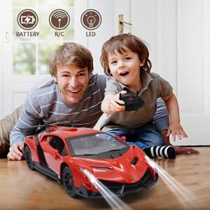 QUN FENG Remote Control RC CAR Racing Cars Compatible with Lamborghini Veneno Officially Licensed 1:24 Toy RC Cars Model Vehicle for Boys 6,7,8 Years Old,red