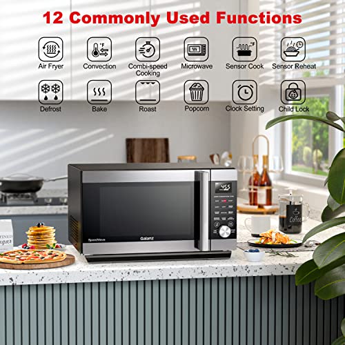 Galanz GSWWA16S1SA10 3-in-1 SpeedWave with TotalFry 360, Microwave, Air Fryer, Convection Oven with Combi-Speed Cooking, 1.6 Cu.Ft/ 1000W, Stainless Steel
