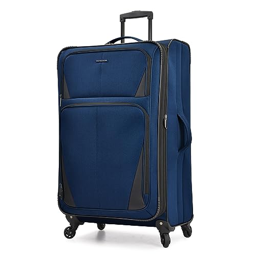 U.S. Traveler Aviron Bay Expandable Softside Luggage with Spinner Wheels, Navy, 30-Inch