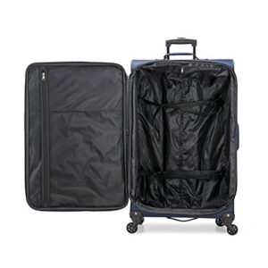 U.S. Traveler Aviron Bay Expandable Softside Luggage with Spinner Wheels, Navy, 30-Inch