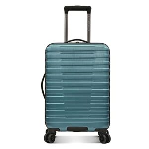 u.s. traveler boren polycarbonate hardside rugged travel suitcase luggage with 8 spinner wheels, aluminum handle, teal, carry-on 22-inch, usb port