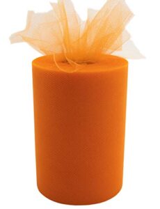 tulle fabric roll | 6” by 100 yards | polyester spool for crafts decorations tutu weddings costumes skirts parties gift bow and more – by craft forge (orange)