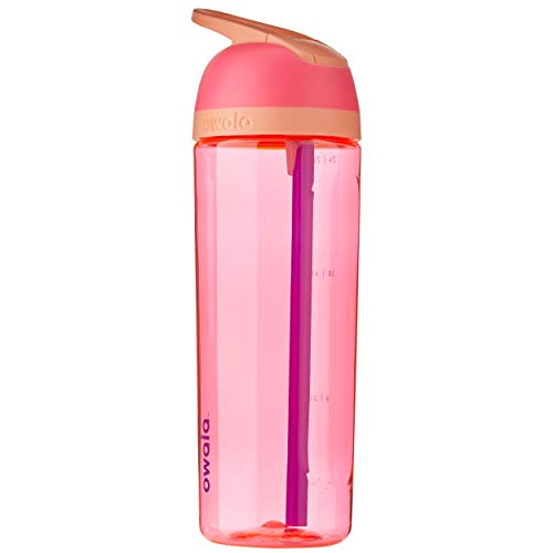 Owala Flip Clear Tritan Plastic Water Bottle with Straw, BPA-Free Sports Water Bottle, Leak Proof Water Bottle with Lock, Great for Travel, 25 Oz, Hyper Flamingo