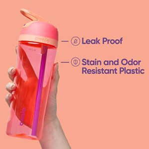 Owala Flip Clear Tritan Plastic Water Bottle with Straw, BPA-Free Sports Water Bottle, Leak Proof Water Bottle with Lock, Great for Travel, 25 Oz, Hyper Flamingo