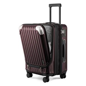 level8 grace ext carry on luggage, 20” expandable hardside suitcase, abs+pc harshell spinner luggage with tsa lock, spinner wheels - red, 20” carry-on