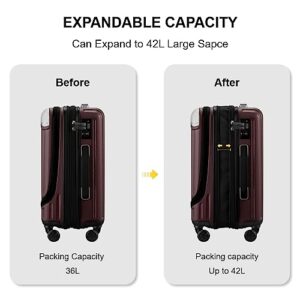 LEVEL8 Grace EXT Carry On Luggage, 20” Expandable Hardside Suitcase, ABS+PC Harshell Spinner Luggage with TSA Lock, Spinner Wheels - Red, 20” Carry-On