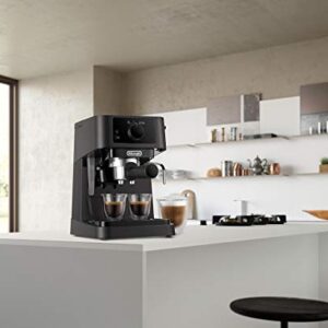 De'Longhi Stilosa EC230.BK, Traditional Barista Pump Espresso Machine, Espresso and Cappuccino, 2 cups, Black