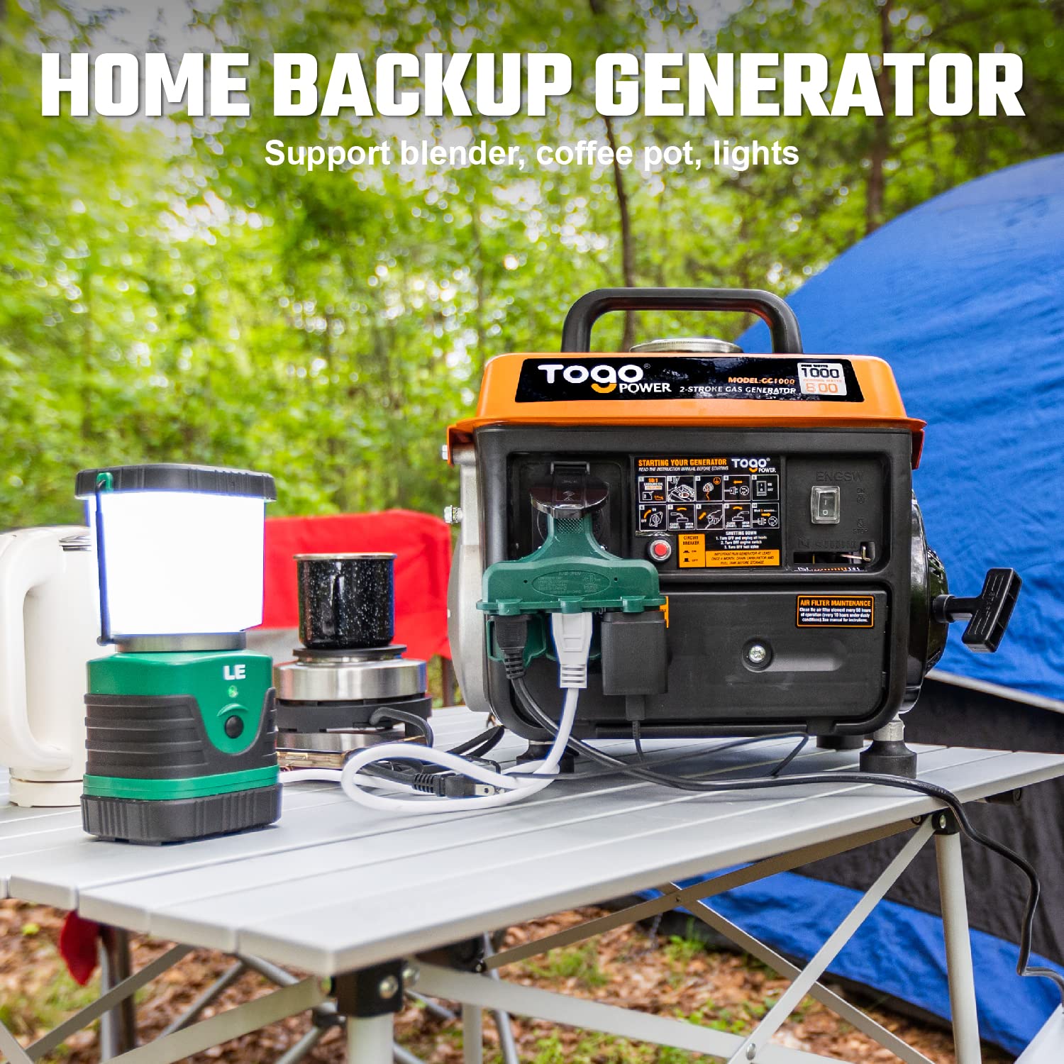 TogoPower Portable Generator, 1000W Gasoline Powered Generator for Backup Home Use Camping Outdoors, CARB