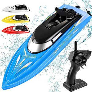 wemfg rc boat remote control boats for pools and lakes, rh701 15km/h high speed mini boat toys for kids adults boys girls blue