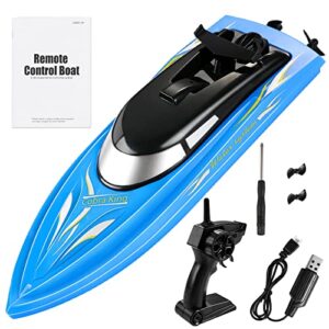 Wemfg RC Boat Remote Control Boats for Pools and Lakes, RH701 15km/h High Speed Mini Boat Toys for Kids Adults Boys Girls Blue