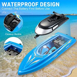 Wemfg RC Boat Remote Control Boats for Pools and Lakes, RH701 15km/h High Speed Mini Boat Toys for Kids Adults Boys Girls Blue