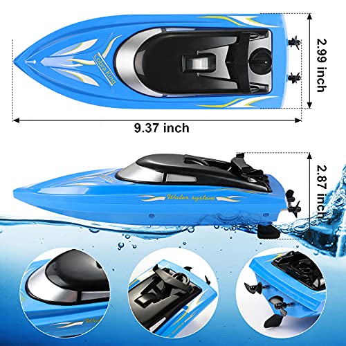 Wemfg RC Boat Remote Control Boats for Pools and Lakes, RH701 15km/h High Speed Mini Boat Toys for Kids Adults Boys Girls Blue