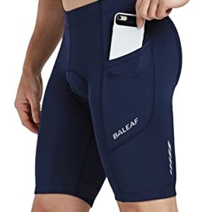 BALEAF Men's Padded Bike Shorts Cycling Tights 3D Padding Bicycle Accessories Road Biking MTB Pockets UPF 50+ Dark Blue Size M