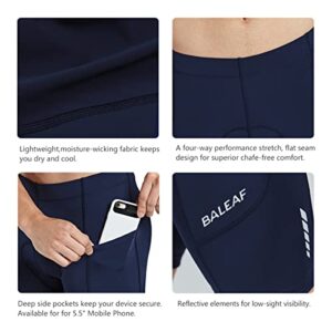 BALEAF Men's Padded Bike Shorts Cycling Tights 3D Padding Bicycle Accessories Road Biking MTB Pockets UPF 50+ Dark Blue Size M