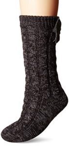 ugg women's laila bow fleece lined sock, charcoal/silver, o/s