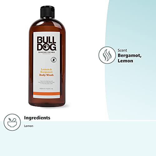 BULLDOG Mens Skincare and Grooming Body Wash, Lemon and Bergamot, Lemon, 16.9 Fluid Ounce