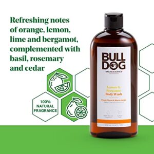 BULLDOG Mens Skincare and Grooming Body Wash, Lemon and Bergamot, Lemon, 16.9 Fluid Ounce