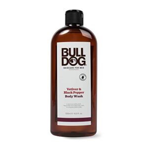 bulldog mens skincare and grooming body wash vetiver & black pepper, 16.9 fluid ounce