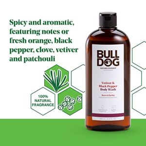 BULLDOG Mens Skincare and Grooming Body Wash Vetiver & Black Pepper, 16.9 Fluid Ounce