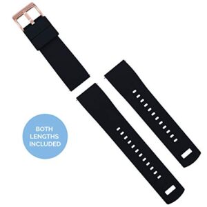 20mm Black - BARTON Elite Silicone Watch Bands - Rose Gold Buckle Quick Release