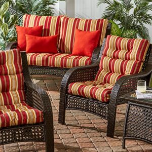 Greendale Home Fashions Outdoor 44 x 22-inch High Back Chair Cushion, Set of 1, Tuscan Stripe