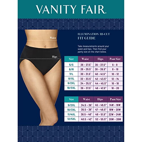 Vanity Fair Women's Illumination Brief Panties (Regular & Plus Size), 3 Pack - Midnight Black, 8