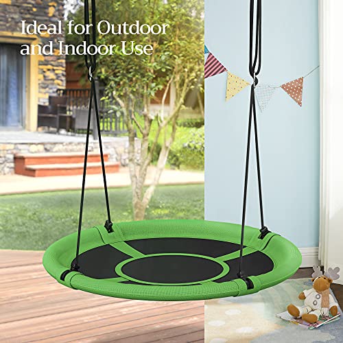 SONGMICS Saucer Tree Swing, 40 Inch, 700 lb Load, Includes Hanging Kit, Green and Black UGSW001G01