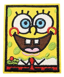 sponge bob face square embroidered 3 inch tall patch