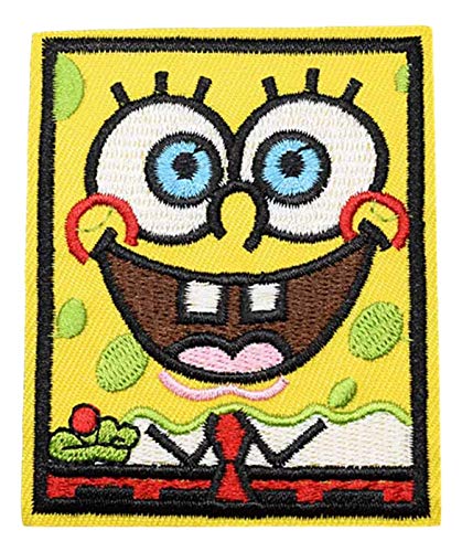 Sponge Bob Face Square Embroidered 3 Inch Tall Patch