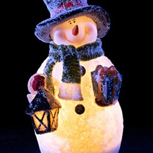 VP Home Christmas Snowman Decor Christmas Figurines Resin Snowman Lighted Decorations Indoor Glowing Snowman LED Holiday Light Up Snowman Indoor Festive Fiber Optic Decorations