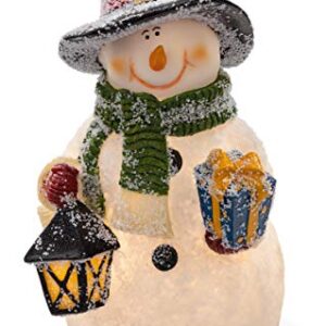 VP Home Christmas Snowman Decor Christmas Figurines Resin Snowman Lighted Decorations Indoor Glowing Snowman LED Holiday Light Up Snowman Indoor Festive Fiber Optic Decorations