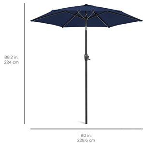 Best Choice Products 7.5ft Heavy-Duty Round Outdoor Market Table Patio Umbrella w/Steel Pole, Push Button Tilt, Easy Crank Lift - Navy Blue