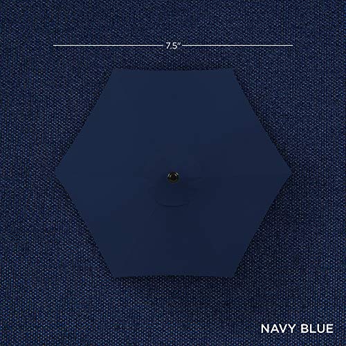 Best Choice Products 7.5ft Heavy-Duty Round Outdoor Market Table Patio Umbrella w/Steel Pole, Push Button Tilt, Easy Crank Lift - Navy Blue