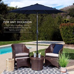 Best Choice Products 7.5ft Heavy-Duty Round Outdoor Market Table Patio Umbrella w/Steel Pole, Push Button Tilt, Easy Crank Lift - Navy Blue