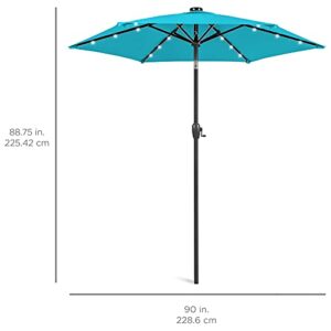 Best Choice Products 7.5ft Outdoor Solar Market Table Patio Umbrella for Deck, Pool w/Tilt, Crank, LED Lights - Sky Blue