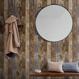 17.71''×118'' Distressed Wood Plank Wallpaper Peel and Stick Rustic Wood Grain Pattern Wall Paper Removable Self Adhesive Brown Shiplap Vinyl Film Decorative Wooden Look