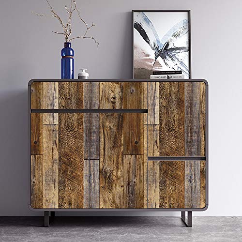 17.71''×118'' Distressed Wood Plank Wallpaper Peel and Stick Rustic Wood Grain Pattern Wall Paper Removable Self Adhesive Brown Shiplap Vinyl Film Decorative Wooden Look