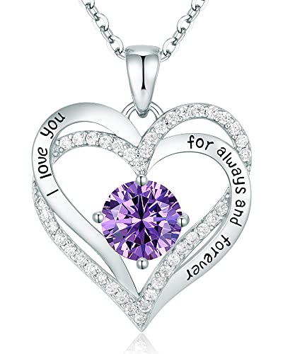 CDE Forever Love Heart Women Necklace 925 Sterling Silver Rose Gold Plated Birthstone Pendant Necklaces for Women with Cubic Jewelry Gifts Birthday Gift for Mom Women Wife Girls Her