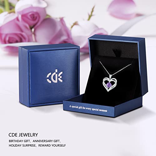 CDE Forever Love Heart Women Necklace 925 Sterling Silver Rose Gold Plated Birthstone Pendant Necklaces for Women with Cubic Jewelry Gifts Birthday Gift for Mom Women Wife Girls Her