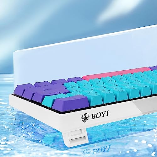 BOYI Wired 60% Mechanical Gaming Keyboard,61 Mini RGB Cherry MX Switch PBT Keycaps NKRO Programmable Type-C Keyboard for Gaming and Working (Joker Color,Cherry MX Blue Switch)