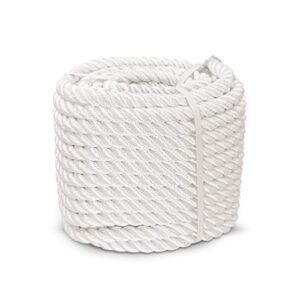 aoneky 1/2 5/8 3/4 7/8 inch nylon twisted rope - white pull rope cord (3/8 inch x 100 ft)