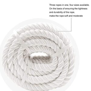 Aoneky 1/2 5/8 3/4 7/8 inch Nylon Twisted Rope - White Pull Rope Cord (3/8 inch x 100 ft)