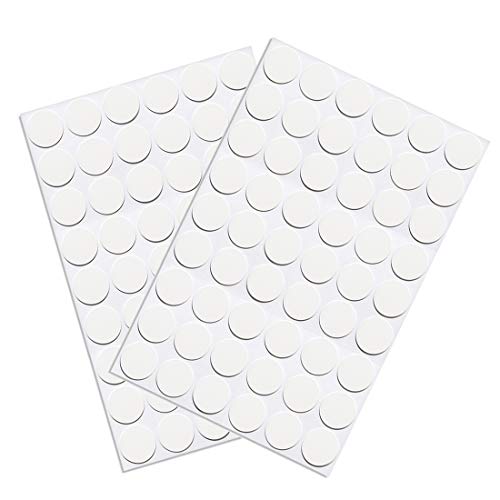 VictorsHome Self-Adhesive Screw Hole Stickers PVC Cover Caps Dustproof for Wooden Furniture Cabinet 21mm 2 Sheets/108 Pcs White